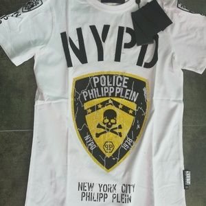 PHILIPP PLEIN WHITE GANG UNIT NYPD MEN T-SHIRT